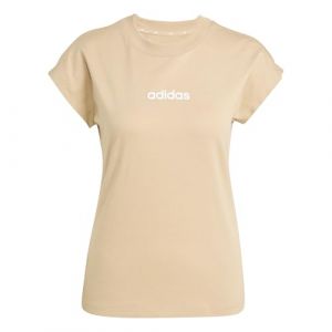 Adidas Femme Essentials Linear Cotton T-Shirt, Warm Sandstone/White, XL