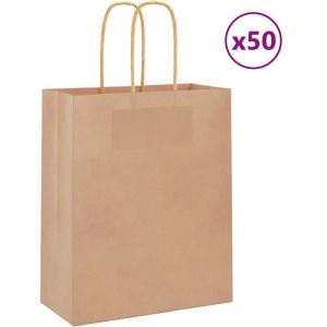 Image de VidaXL Sacs en papier kraft 50 pcs avec poignées marron 18x8x22 cm