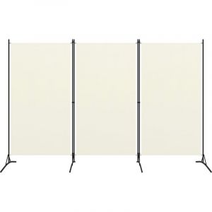 VidaXL Cloison de s&eacute;paration 3 panneaux Blanc cr&egrave;me 260x180 cm