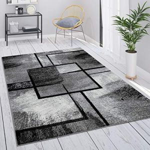 Paco Home Tapis Gris Tapis Salon Tapis Vintage Salon Poils Ras G&eacute;om&eacute;trique Motif Abstrait 80x150 cm, Gris 4