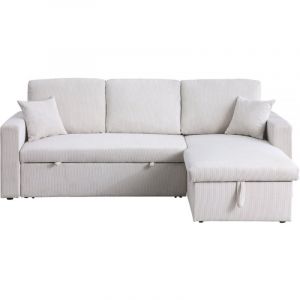 Habitat et Jardin Canap&eacute; d'angle convertible en velours c&ocirc;tel&eacute; "Alain" - 3 places - Beige