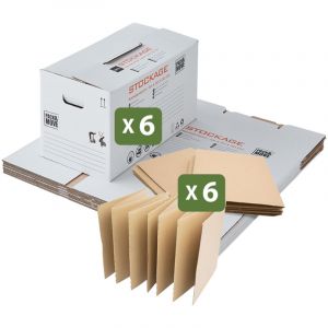 Pack and Move - Lot 6 croisillons de calage déménagement avec cartons pour 120 assiettes - 55 x 30 x 30 cm - Pour assiettes et cadres - Carton renforcé
