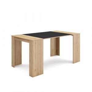 Skraut Home | Table Console Extensible | Console Meuble | 160 | pour 8 Personnes | Table à Manger | Style Moderne | Chêne et Noir