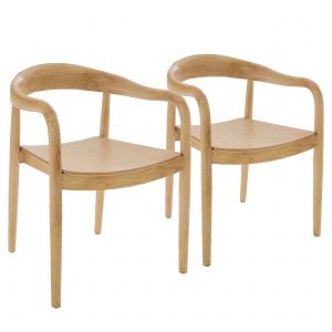 Oviala Lot de 2 chaises style scandinave en bois d'orme naturel