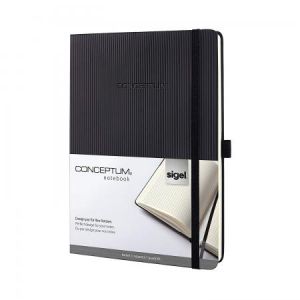 Sigel CO117 - Cahier Conceptum® Pure Hardcover Tablet, 194 p./97 feuilles 80 g/m² quadrillé, couv. noire