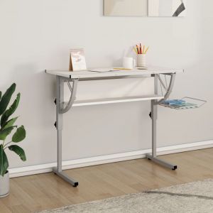 Image de VidaXL Bureau d'artisanat blanc et gris 110x53x(58-87) cm