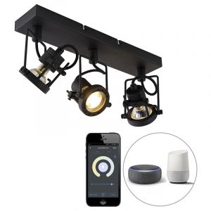 Qazqa Suplux - led Spot de plafond Industriel - 3 lumi&egrave;re - l 36 cm - Noir - Rustique - &Eacute;clairage int&eacute;rieur - Salon i Chambre i Cuisine i Salle &agrave;