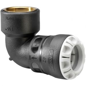 Plasson Coude 90° encliquetable PE Ø63 - Laiton femelle 1"1/2 - Série 1