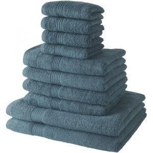 Today Lot de 4 Serviettes de Bain 30x50 + 4 Serviettes de bain50x90 + 2 Draps de Bain 70x130 cm 100% Coton - Paon