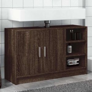 VidaXL Armoire d'&eacute;vier ch&ecirc;ne marron 90x29x55 cm bois d'ing&eacute;nierie, armoire de salle de bain, armoire de rangement salle de bain, meuble lavabo de salle de bain