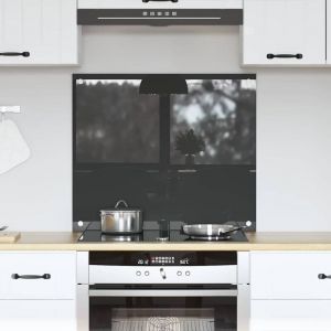 VidaXL Protection de cuisine Gris fonc&eacute; 70 x 60 x 0.6 cm verre tremp&eacute;
