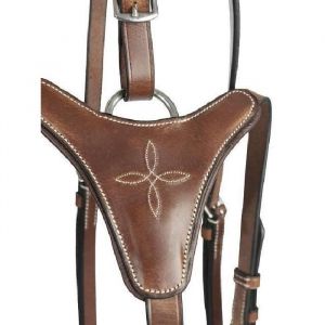 Horze Collier de chasse réglable pour chevaux - cuir - brun clair - Taille 95 - L : 120mm - anneaux en D