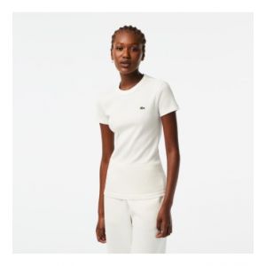 Lacoste T-shirt ajusté côtelé coton organique Beige - Couleur Beige - Taille XL