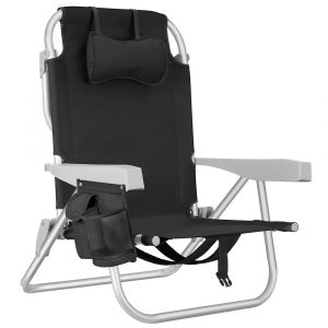 TecTake Chaise de plage pliable avec fonction sac à dos noir