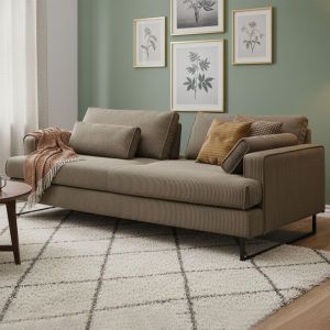 Canapé convertible 3 places Bangkok Velours côtelé Taupe