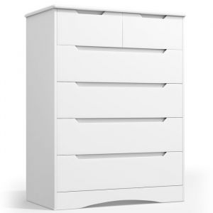 Bealife Commode Chambre 6 Tiroirs Meuble de Rangement Chambre Salon Porche Poignée Intégrée Dispositif Anti-trébuchement