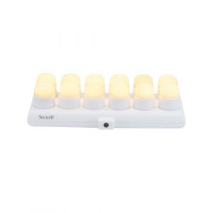 Securit Ensemble de Bougies LED Rechargeables Amsterdam – Sans Fil – Magnétiques – Pour Bar, Café, Restaurant – Blanc Chaud – 12 Bougies, Télécommande, Base, Câble de Charge Inclus