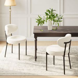 COLAMY Chaises de salle à manger modernes – Lot de 2, pieds en métal robustes et assise ultra-confortable-Blanc