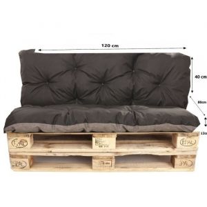 Coussin pour palette exterieur, Assise 120 x 80 et Dossier 120 x 40cm, coussins canap&eacute; / coussin palette Noir Setgarden