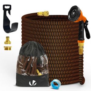 VOUNOT Tuyau d'Arrosage Extensible 30m Renforc&eacute; Adaptable 1/2" et 3/4" 10 Modes de Pulv&eacute;risation Flexible et Anti-Fuite Raccord et Sac de Rangement Fournis Orange
