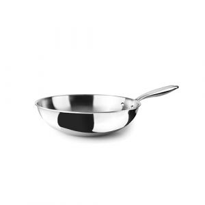 Ibili Wok Triply Natural 30 cm, acier inoxydable, convient pour induction, sans antiadh&eacute;sif