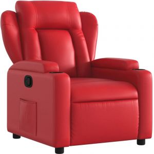 VidaXL Fauteuil Inclinable, Chaise de Relaxation avec Porte-gobelets, Siège avec Dossier et Accoudoirs Salle de Séjour, Moderne, Rouge Similicuir