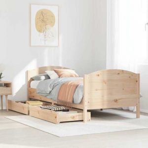 VidaXL Cadre de lit avec tête de lit 90x190 cm bois de pin massif, meuble de chambre à coucher, sommier, lit en bois, lit, lit simple