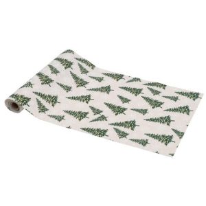 Ruedelafete Chemin de table effet Jute Sapins et Flocons 3m