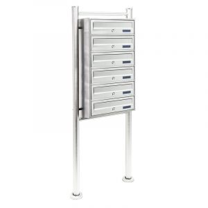 wiltec Bloc 6 Boite aux lettres Pied de support Acier inoxydable 2 Clés par compartiment Système superposé - 61756