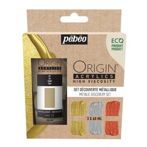 Pebeo ORIGIN ACRYLICS SET DECOUVERTE 3x60ML METALLIQUES