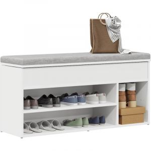 VidaXL Banc à chaussures blanc 102x30,5x45 cm bois d'ingénierie