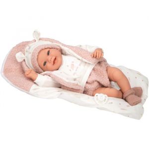 Image de Arias Poup&eacute;e r&eacute;aliste b&eacute;b&eacute; - Colin - 40 cm - Rose et Blanc - Coussin assorti - Poids r&eacute;aliste - Vinyle doux