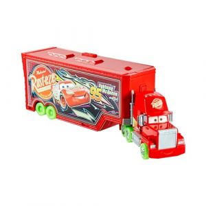 Mattel Disney &middot; Pixar Coffret Cars Mack Transformable et ses bolides lumineux, camion 2 en 1 qui brille dans le noir avec atelier de tuning, lanceur, pont &eacute;l&eacute;vateur et plus encore, HPX76