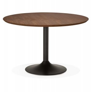 Image de Alter Ego Table à diner/de bureau ronde 'CHEF' en bois finition Noyer - Ø 120 cm