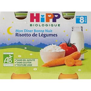 HiPP Biologique Mon Dîner Bonne Nuit Risotto de Légumes dès 8 mois - 12 pots de 190 g: Epicerie