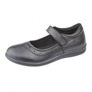 Roamers - Chaussures d'écolier à scratch en cuir - Fille (38 EU) (Noir) - UTDF1406