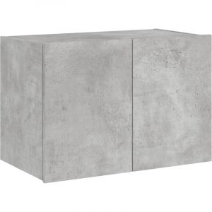 VidaXL Meuble Tv Mural Avec Lumières Led Gris Béton 60x35x41 Cm