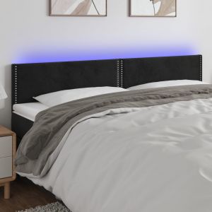 VidaXL Tête de lit à led Noir 160x5x78/88 cm Velours Noir