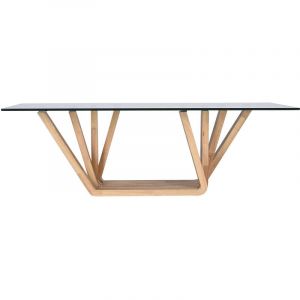 Pegane Table basse en bois de noyer coloris naturel et verre - longueur 130 x profondeur 70 x hauteur 42 cm -