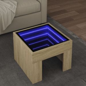 VidaXL Table basse avec LED infini chêne sonoma 40x40x30 cm, table d'appoint, table de salon, table latérale, bout de canapé, table centrale