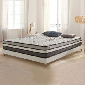 Cosmos Matelas Solar 160x200 cm - Hybrid - Ressorts ensachés+Latex+Mousse Viscoélastique hr adaptative - Soutien mi-ferme 7 zones - Épais 24 cm