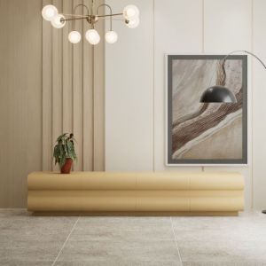 Cotecosy Meuble tv 8 tiroirs arrondis Mezade Bois Beige