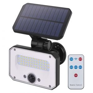 EMOS - Lampe solaire LED SPILO pour l'extérieur avec détecteur de mouvement et télécommande - Applique murale solaire pour maison/jardin - Portée du capteur 6 m/120° - 4 modes d'éclairage, luminosité