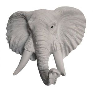 Sculpture murale - NIKCORP - &Eacute;l&eacute;phant en r&eacute;sine - Blanc - 20x9x21.5CM - D&eacute;coration int&eacute;rieure