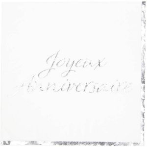 Ruedelafete Sachet de 16 Serviettes Joyeux Anniversaire, blanc et argent