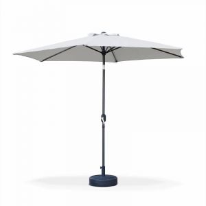 Image de Alice's Garden Parasol droit Touquet rond Ø300cm Sable, mât central aluminium orientable et manivelle d'ouverture