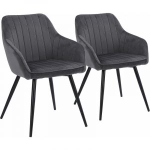 Happy Garden Lot de 2 chaises en velours bertille grises - Gris