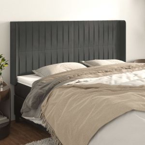 VidaXL Tête de lit avec oreilles Gris foncé 183x16x118/128 cm Velours