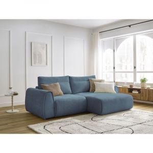 Bobochic Canapé d'angle fixe Canapé d'angle fixe compact aden Angle droit Bleu clair - Bleu clair