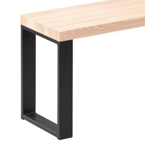 Lamo Manufaktur - Banc d'entrée 30x160x47 cm (l x l x h), pied en métal modèle Creative Noir / assise en bois brut, LSB-01-A-001-160-9005Cr